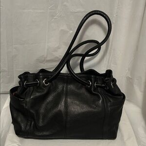 Tignanello Black Leather Shoulder Tote Bag